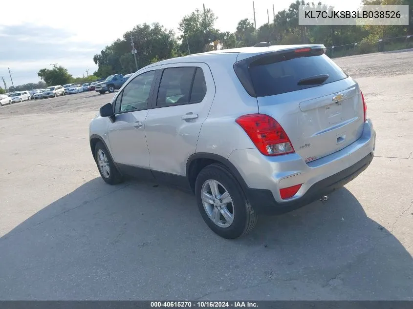 2020 Chevrolet Trax Fwd Ls VIN: KL7CJKSB3LB038526 Lot: 40615270