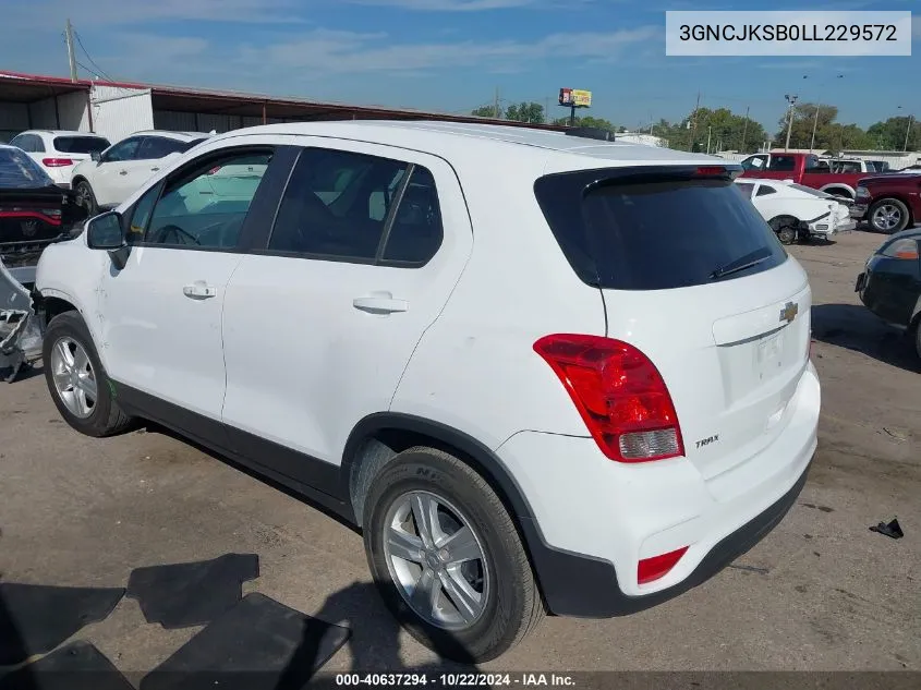 2020 Chevrolet Trax Fwd Ls VIN: 3GNCJKSB0LL229572 Lot: 40637294