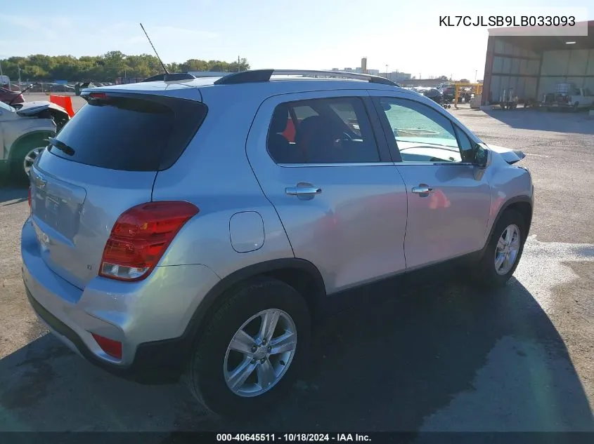 2020 Chevrolet Trax Fwd Lt VIN: KL7CJLSB9LB033093 Lot: 40645511