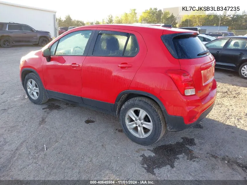 2020 Chevrolet Trax Fwd Ls VIN: KL7CJKSB3LB347235 Lot: 40645584