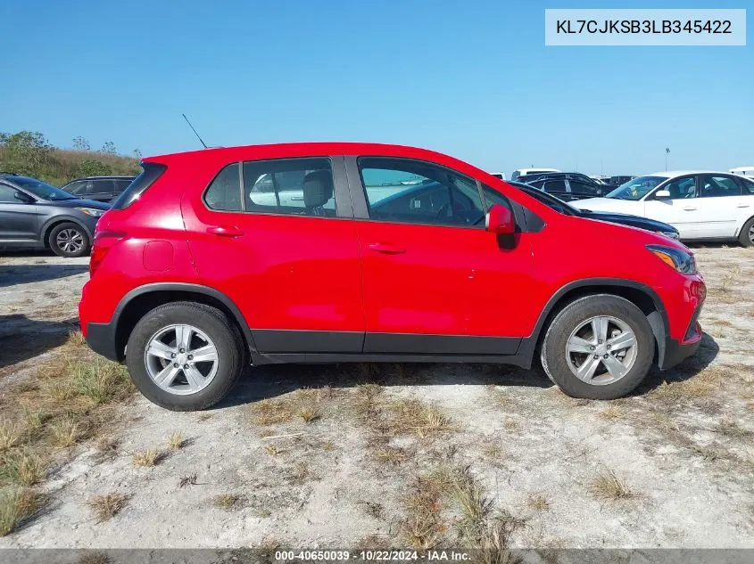 2020 Chevrolet Trax Fwd Ls VIN: KL7CJKSB3LB345422 Lot: 40650039