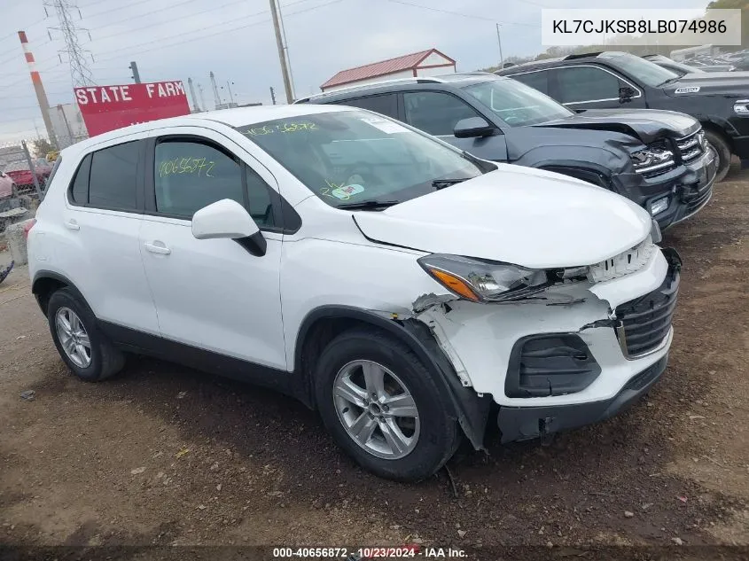 2020 Chevrolet Trax Fwd Ls VIN: KL7CJKSB8LB074986 Lot: 40656872