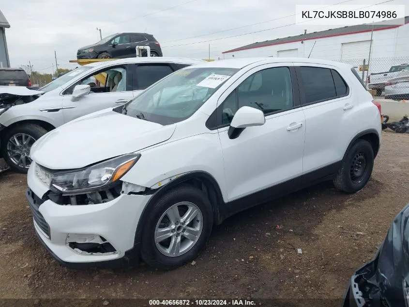 2020 Chevrolet Trax Fwd Ls VIN: KL7CJKSB8LB074986 Lot: 40656872