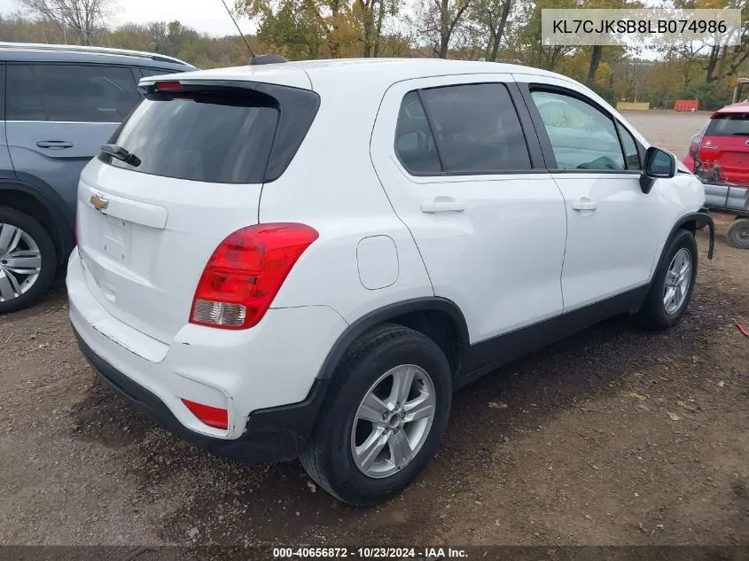 2020 Chevrolet Trax Fwd Ls VIN: KL7CJKSB8LB074986 Lot: 40656872