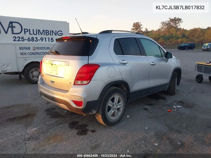 2020 Chevrolet Trax Fwd Lt VIN: KL7CJLSB7LB017832 Lot: 40662459