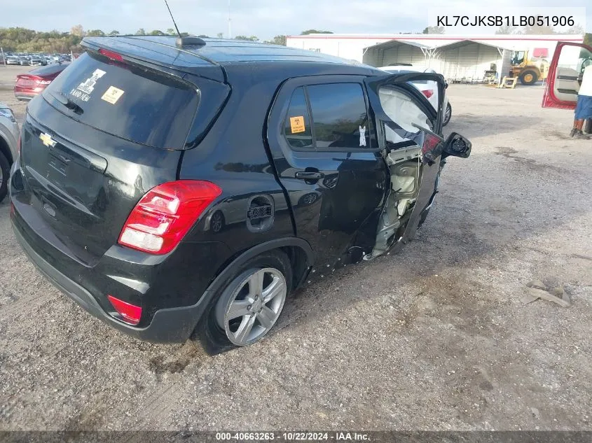 2020 Chevrolet Trax Fwd Ls VIN: KL7CJKSB1LB051906 Lot: 40663263