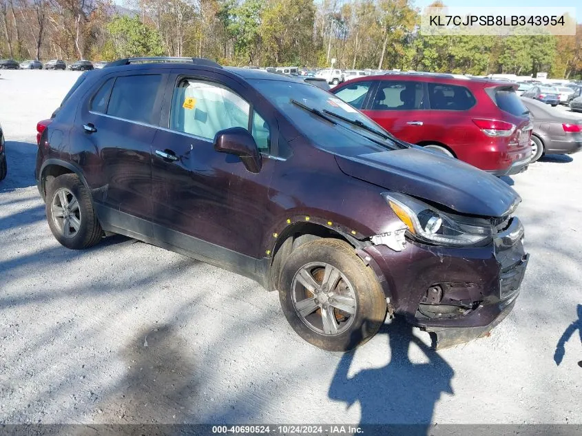 2020 Chevrolet Trax 1Lt VIN: KL7CJPSB8LB343954 Lot: 40690524