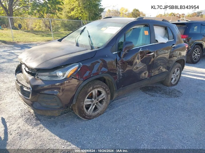 2020 Chevrolet Trax 1Lt VIN: KL7CJPSB8LB343954 Lot: 40690524