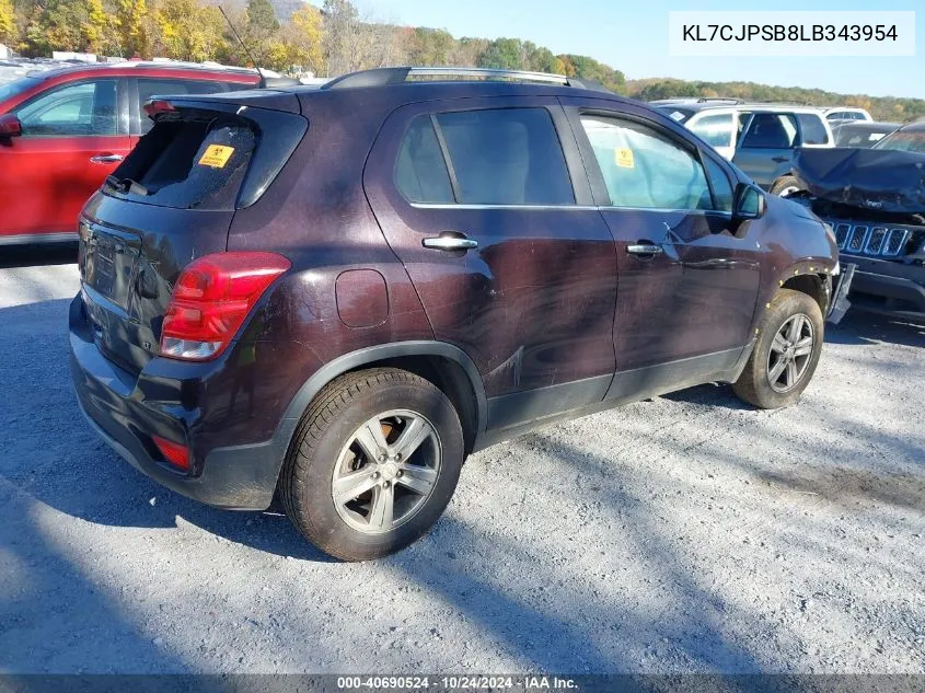 2020 Chevrolet Trax 1Lt VIN: KL7CJPSB8LB343954 Lot: 40690524