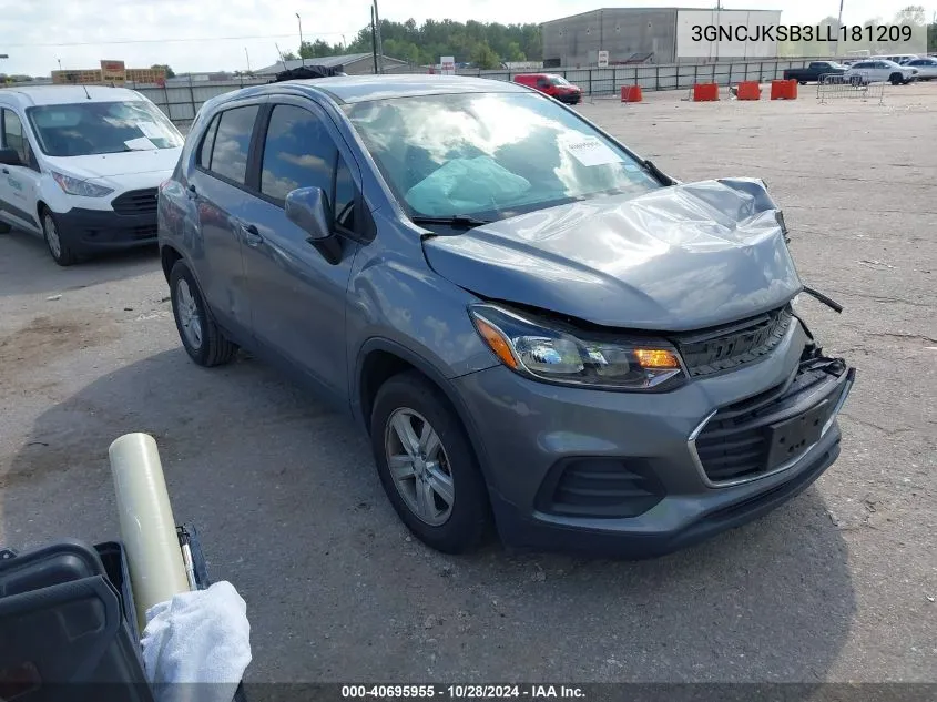 2020 Chevrolet Trax Fwd Ls VIN: 3GNCJKSB3LL181209 Lot: 40695955