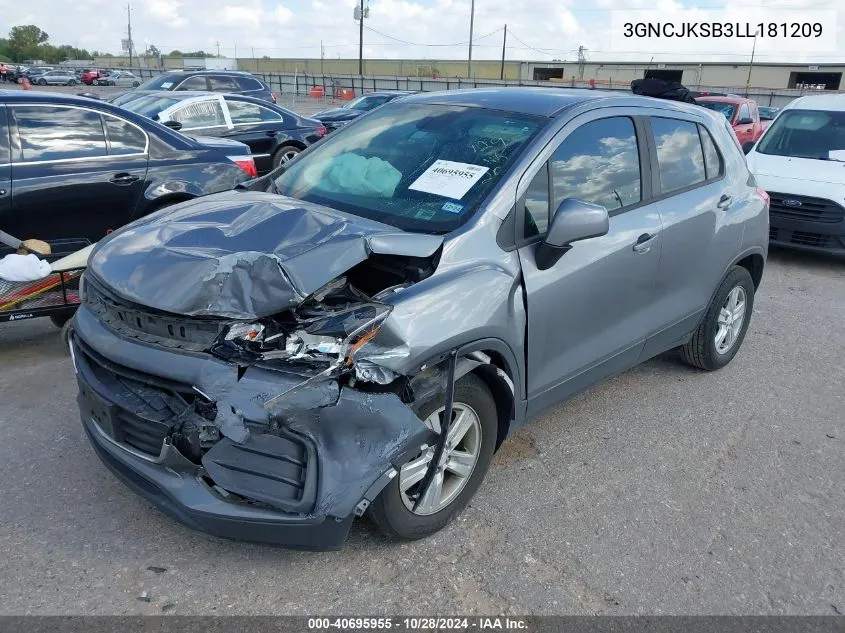 2020 Chevrolet Trax Fwd Ls VIN: 3GNCJKSB3LL181209 Lot: 40695955