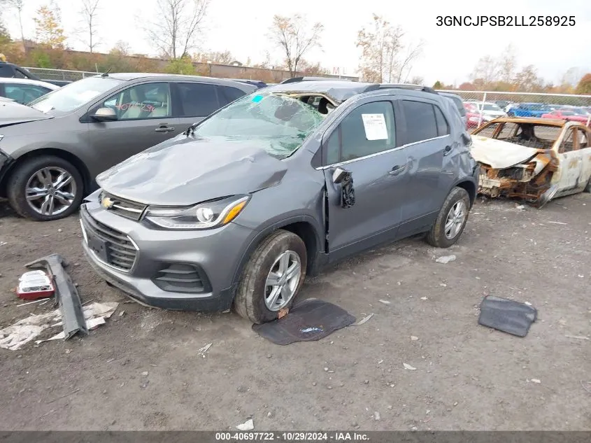 2020 Chevrolet Trax Awd Lt VIN: 3GNCJPSB2LL258925 Lot: 40697722