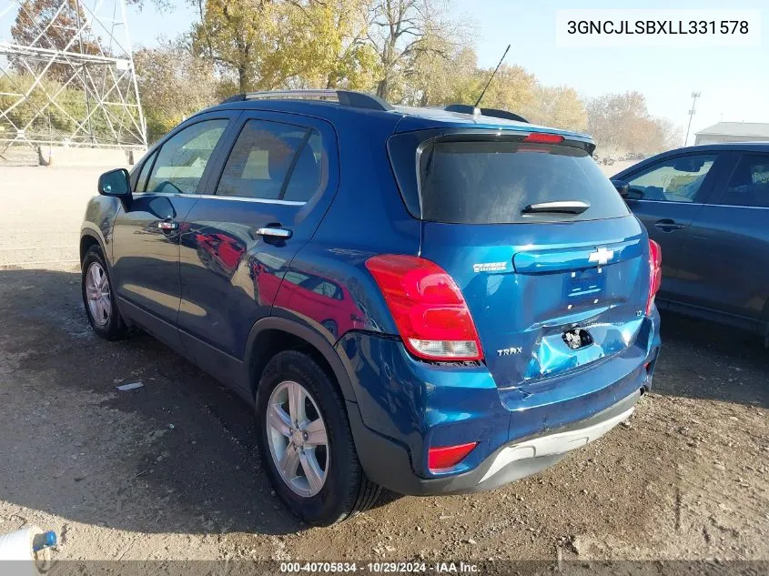 2020 Chevrolet Trax Fwd Lt VIN: 3GNCJLSBXLL331578 Lot: 40705834