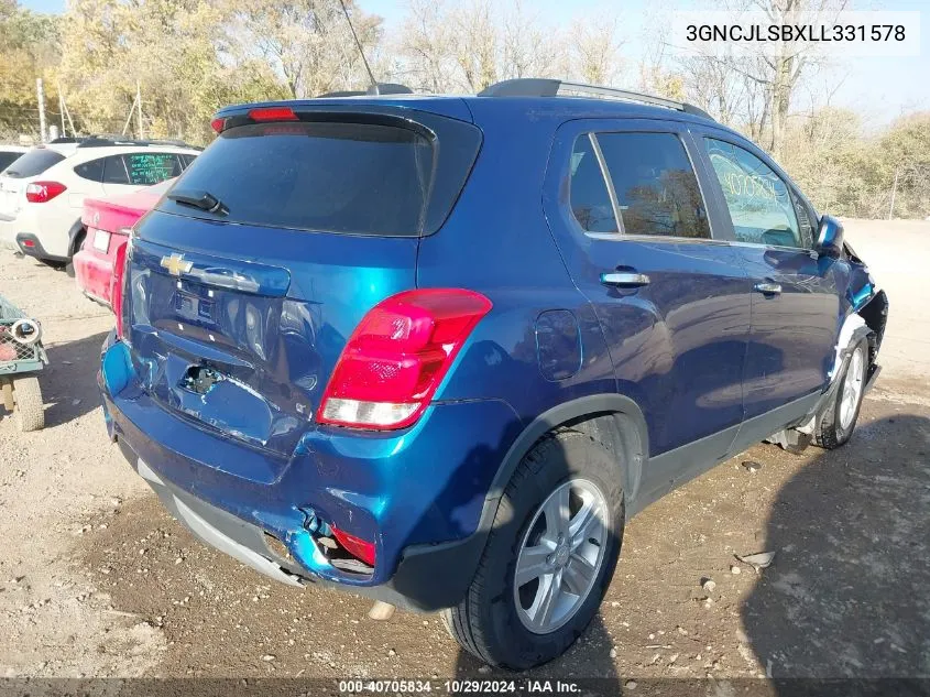 2020 Chevrolet Trax Fwd Lt VIN: 3GNCJLSBXLL331578 Lot: 40705834