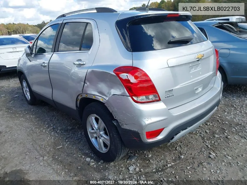 2020 Chevrolet Trax Fwd Lt VIN: KL7CJLSBXLB022703 Lot: 40712027