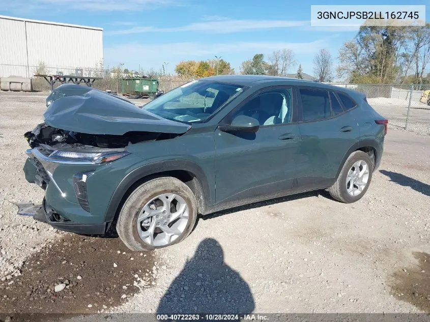 2020 Chevrolet Trax Awd Lt VIN: 3GNCJPSB2LL162745 Lot: 40722263