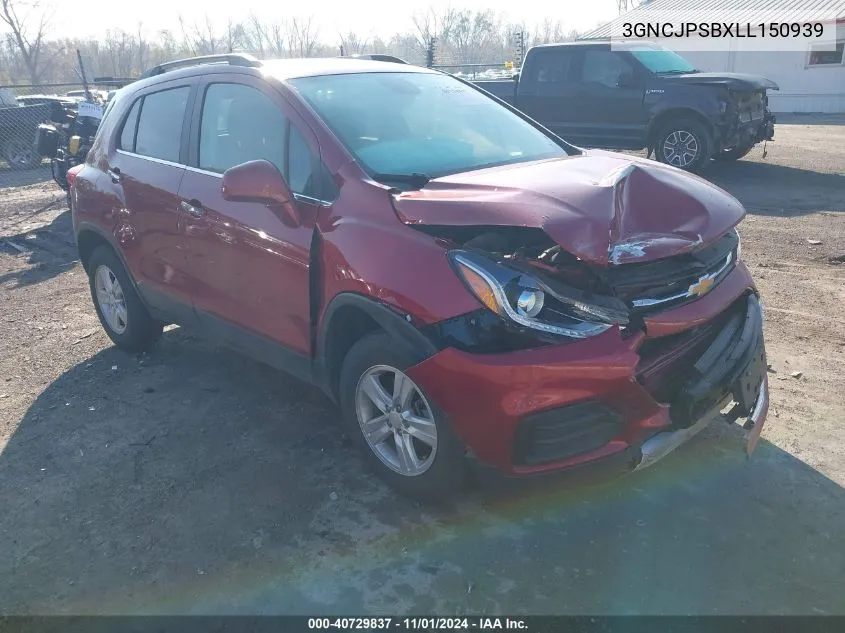 2020 Chevrolet Trax Awd Lt VIN: 3GNCJPSBXLL150939 Lot: 40729837