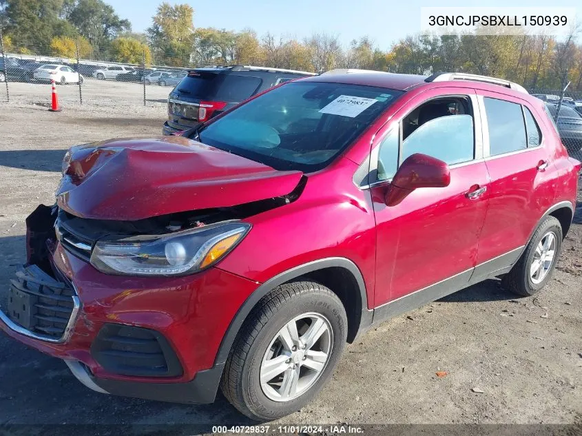 2020 Chevrolet Trax Awd Lt VIN: 3GNCJPSBXLL150939 Lot: 40729837