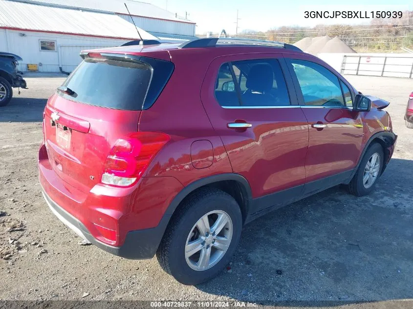 2020 Chevrolet Trax Awd Lt VIN: 3GNCJPSBXLL150939 Lot: 40729837