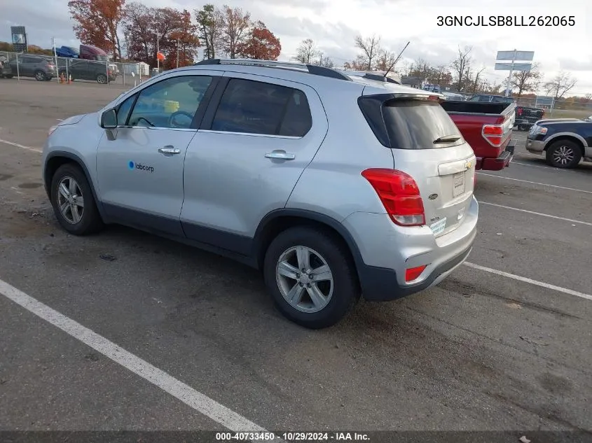 2020 Chevrolet Trax Fwd Lt VIN: 3GNCJLSB8LL262065 Lot: 40733450