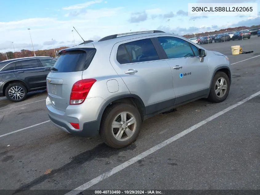 2020 Chevrolet Trax Fwd Lt VIN: 3GNCJLSB8LL262065 Lot: 40733450