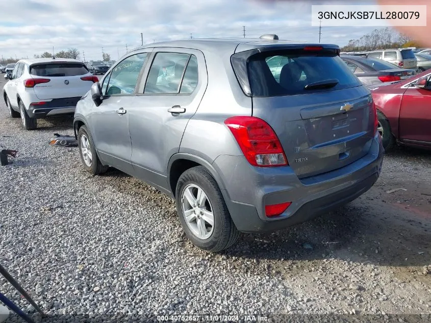 2020 Chevrolet Trax Fwd Ls VIN: 3GNCJKSB7LL280079 Lot: 40752657