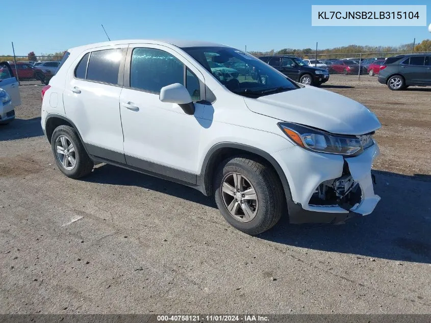 2020 Chevrolet Trax Awd Ls VIN: KL7CJNSB2LB315104 Lot: 40758121