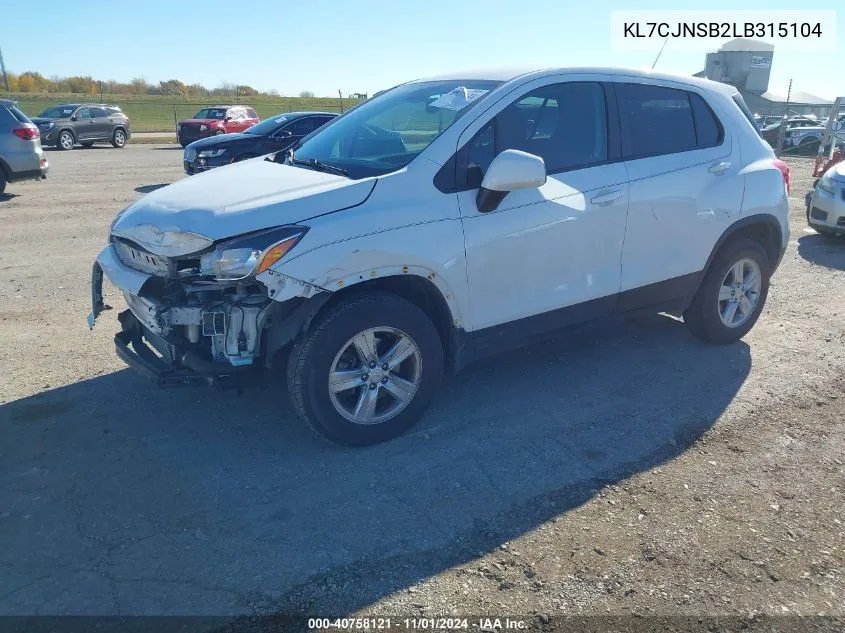 2020 Chevrolet Trax Awd Ls VIN: KL7CJNSB2LB315104 Lot: 40758121