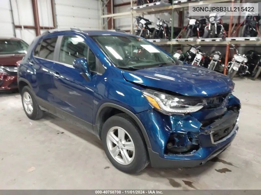 2020 Chevrolet Trax Awd Lt VIN: 3GNCJPSB3LL215422 Lot: 40758708