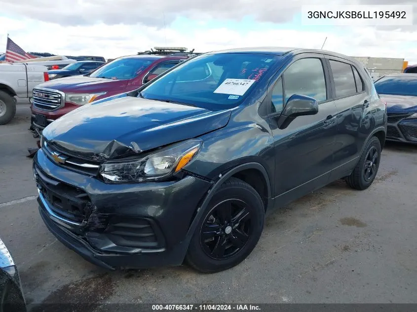 2020 Chevrolet Trax Fwd Ls VIN: 3GNCJKSB6LL195492 Lot: 40766347