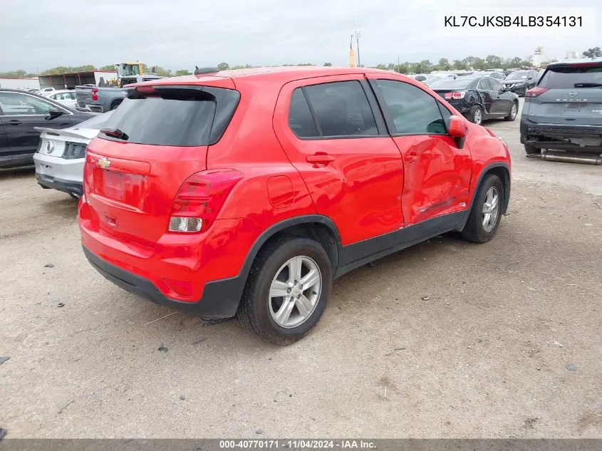 2020 Chevrolet Trax Fwd Ls VIN: KL7CJKSB4LB354131 Lot: 40770171