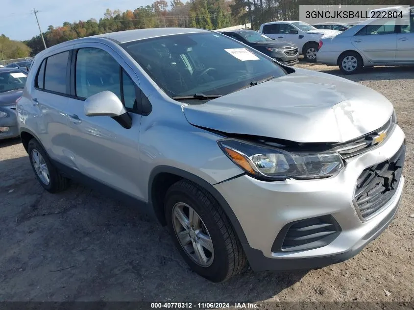 2020 Chevrolet Trax Fwd Ls VIN: 3GNCJKSB4LL222804 Lot: 40778312