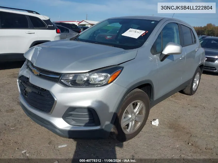 2020 Chevrolet Trax Fwd Ls VIN: 3GNCJKSB4LL222804 Lot: 40778312