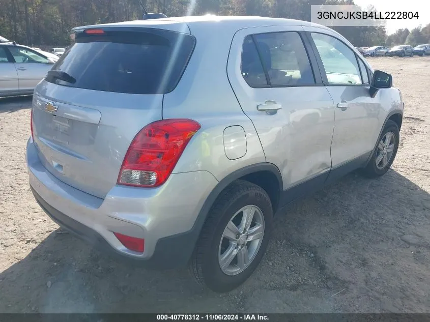 2020 Chevrolet Trax Fwd Ls VIN: 3GNCJKSB4LL222804 Lot: 40778312