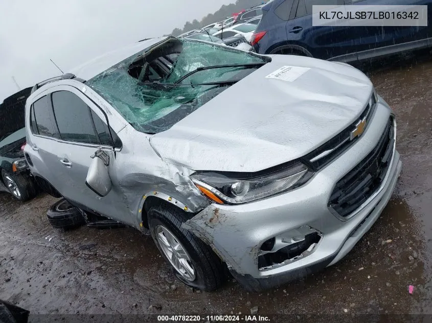 2020 Chevrolet Trax Fwd Lt VIN: KL7CJLSB7LB016342 Lot: 40782220