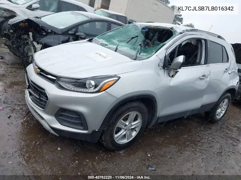 2020 Chevrolet Trax Fwd Lt VIN: KL7CJLSB7LB016342 Lot: 40782220