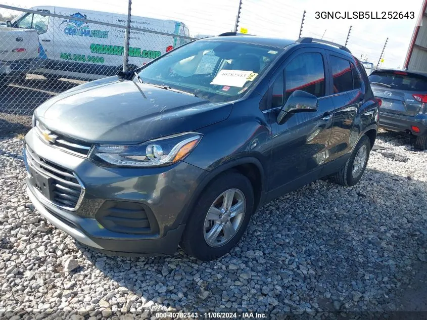 2020 Chevrolet Trax Fwd Lt VIN: 3GNCJLSB5LL252643 Lot: 40782543