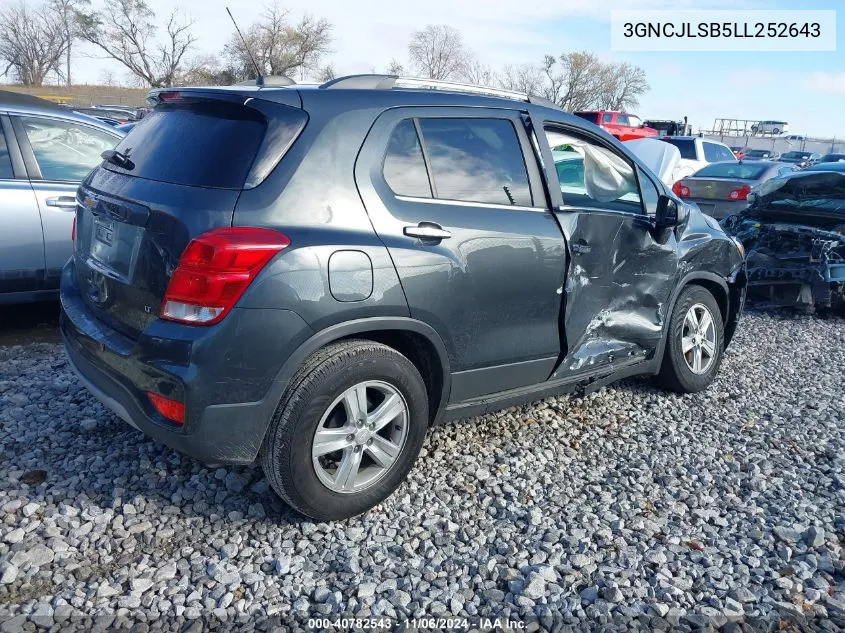 2020 Chevrolet Trax Fwd Lt VIN: 3GNCJLSB5LL252643 Lot: 40782543