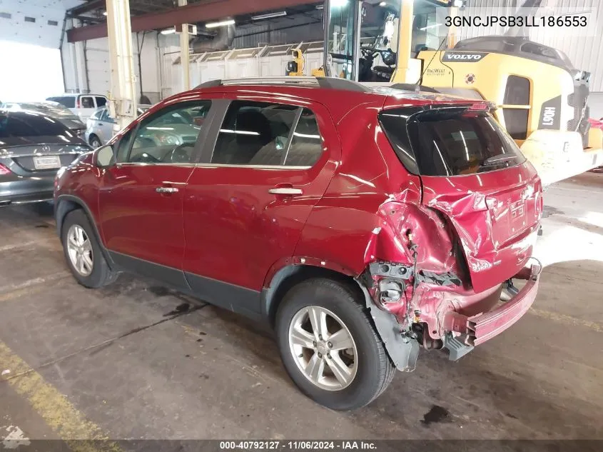 2020 Chevrolet Trax Awd Lt VIN: 3GNCJPSB3LL186553 Lot: 40792127