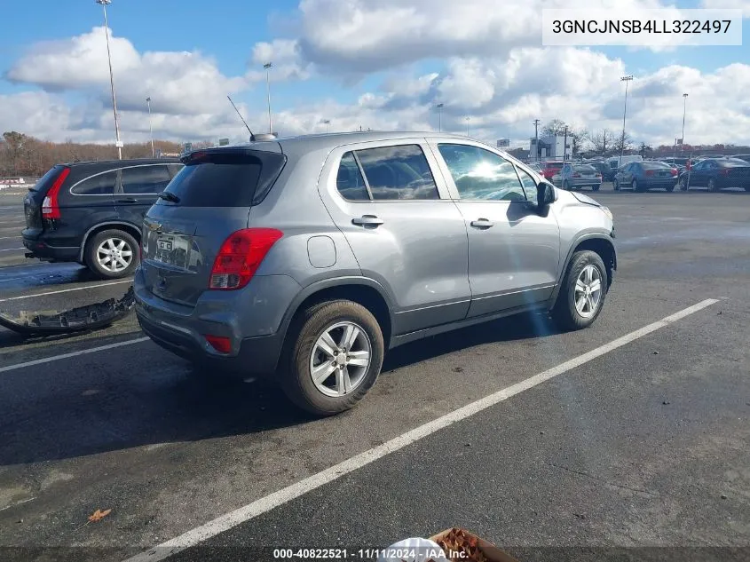 2020 Chevrolet Trax Ls VIN: 3GNCJNSB4LL322497 Lot: 40822521