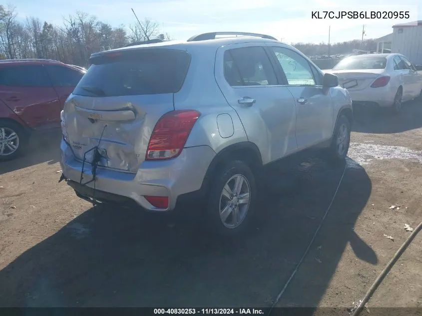 2020 Chevrolet Trax Awd Lt VIN: KL7CJPSB6LB020955 Lot: 40830253