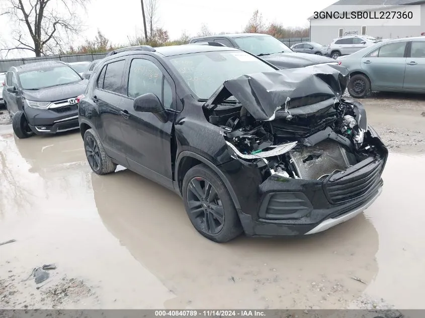 2020 Chevrolet Trax Fwd Lt VIN: 3GNCJLSB0LL227360 Lot: 40840789