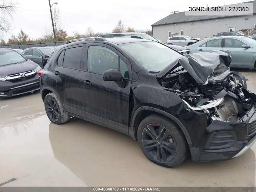 2020 Chevrolet Trax Fwd Lt VIN: 3GNCJLSB0LL227360 Lot: 40840789