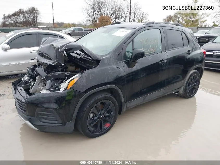 2020 Chevrolet Trax Fwd Lt VIN: 3GNCJLSB0LL227360 Lot: 40840789