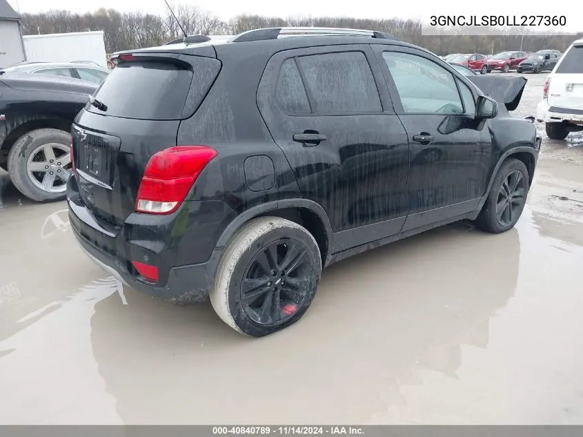 2020 Chevrolet Trax Fwd Lt VIN: 3GNCJLSB0LL227360 Lot: 40840789