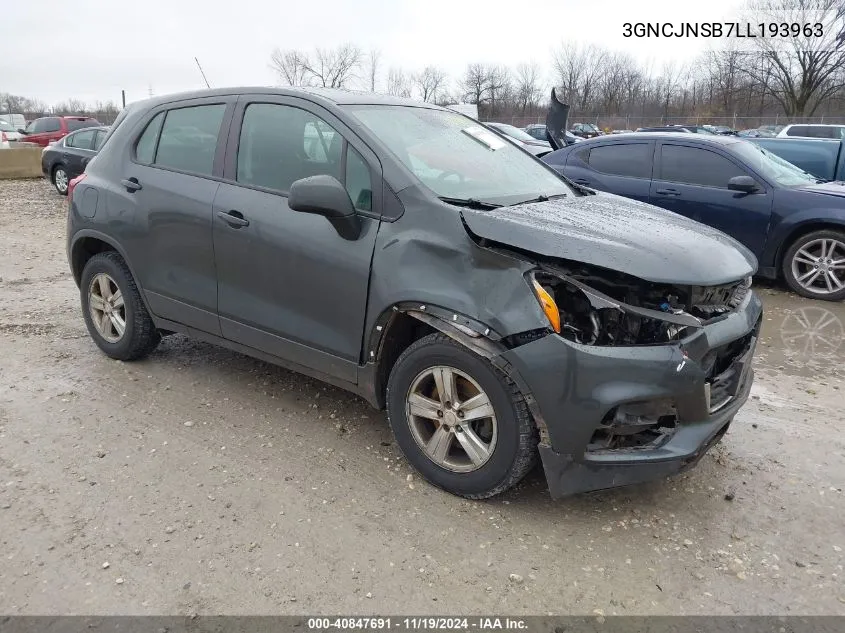 2020 Chevrolet Trax Awd Ls VIN: 3GNCJNSB7LL193963 Lot: 40847691