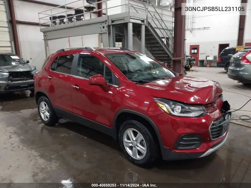 2020 Chevrolet Trax Awd Lt VIN: 3GNCJPSB5LL231105 Lot: 40859253