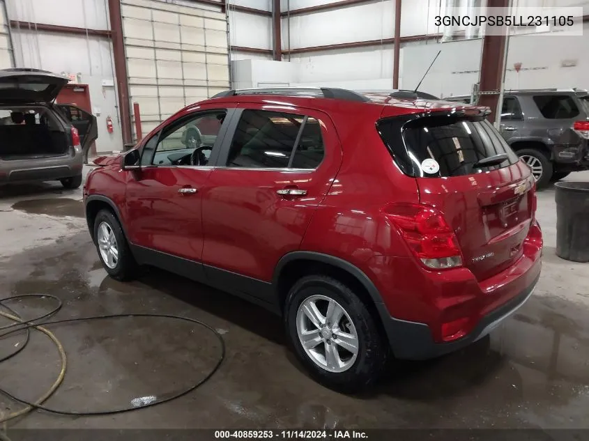 2020 Chevrolet Trax Awd Lt VIN: 3GNCJPSB5LL231105 Lot: 40859253