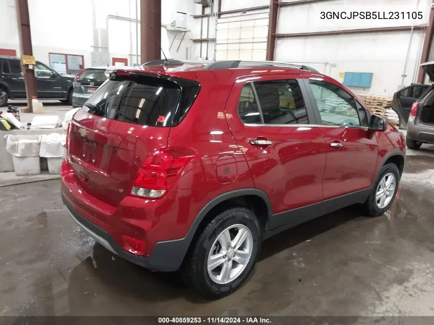 2020 Chevrolet Trax Awd Lt VIN: 3GNCJPSB5LL231105 Lot: 40859253