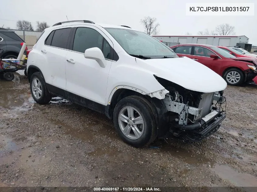 2020 Chevrolet Trax Awd Lt VIN: KL7CJPSB1LB031507 Lot: 40869167